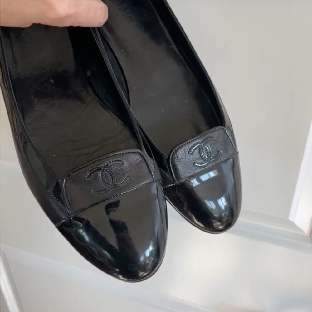 CHANEL vintage logo flats ballet ballerina size 35 shoes size 5 - Picture 3 of 5